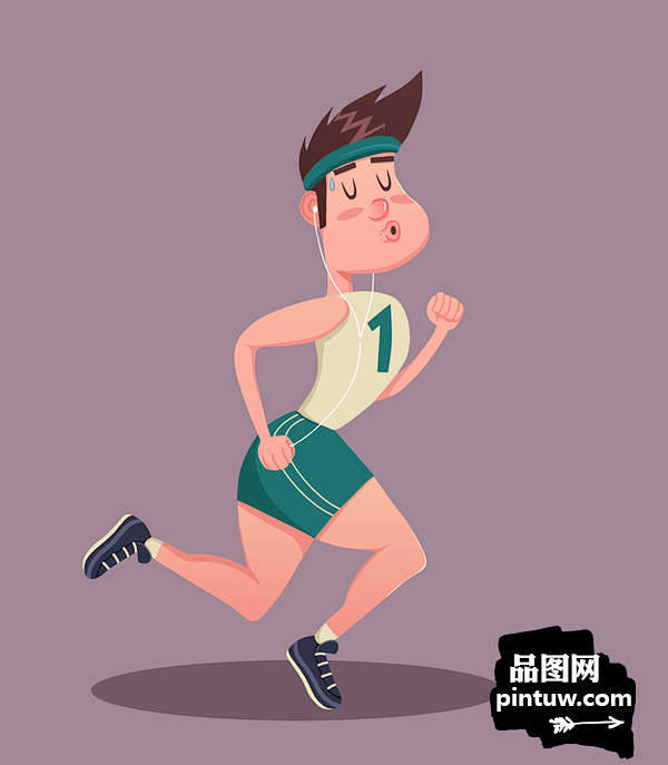 晨练早晨骑车健身漫画人物扁平化人物跑步睡懒觉闹铃看报遛狗喝咖啡送