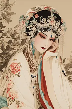 AI数字艺术京剧花旦人物插画-众图网