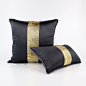 样板房奢华抱枕欧式客厅沙发创意腰枕现代简约黑色靠枕套金色靠垫-淘宝网
