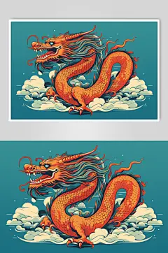 AI数字艺术国潮风龙年插画