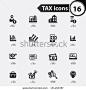 Tax and finance icons,black version,vector - stock vector