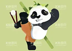 手绘熊猫  - 源文件下载【酷图网】手绘,动物,熊猫,功夫,包子,