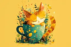 扁平化插图卡通猫咪贴纸