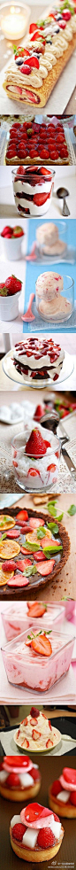 草莓蛋糕卷，草莓果挞，草莓西米露，草莓巧克力派，草莓冰沙，草莓奶昔，草莓果粒冰激凌。草莓草莓草莓。。。。喜欢草莓的童鞋举手~~