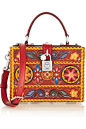 Dolce and Gabbana | Textured leather -trimmed wood shoulder bag