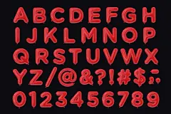 装饰字体英文数字符号宣传设计广告包装名片创意气球字体PSD-淘宝网