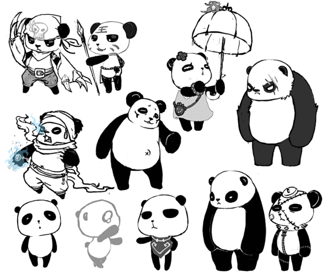 万川  的插画 熊猫   熊猫i    ...