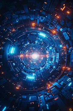 AI数字艺术飞碟圆盘科技感背景图