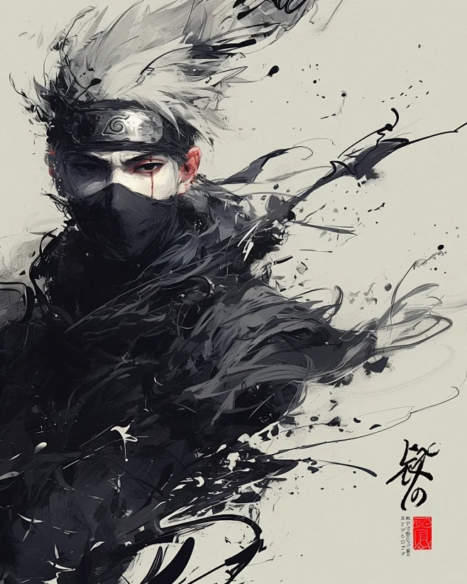 混沌水墨|卡卡西|火影忍者 - 小红书
