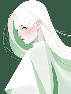 极简美学｜女生插画头像｜绿色系②