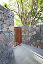 Gabion cage stone wall
