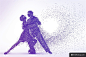 交际舞者运动粒子紫色颗粒创意粒子模板平面设计