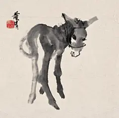 水墨四绝▏李可染的牛，齐白石的虾，徐悲鸿的马，黄胄的驴_书画吧_百度贴吧