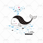 112号独角兽大象长颈鹿鲸鱼儿童手绘黑白插画印刷高清AI矢量图片-淘宝网