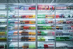 超市物品陈列饮品区高清图片