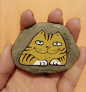手绘 石头 岩颜手绘 猫 礼物
