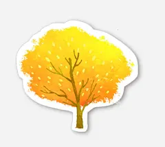 黄色卡通手绘树高清素材 平面电商 创意素材 png素材
