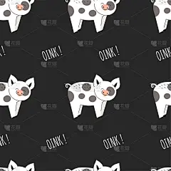 无缝图案与可爱的猪。农场动物的背景。壁纸、包装。平面向量插图