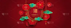 贺卡,春节,纸,红色,2019,传统,灯笼,背景分离,中文,纸灯笼