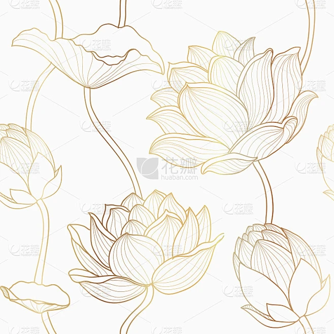 豪华莲花无缝墙纸设计矢量，