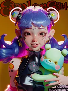 原创作品 ©堂泰迪 SUGAR TEDDY  地雷系3D人物设计 虚拟海报 排版设计 虚拟人物 杂志封面 
