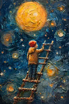小孩六一儿童节小王子油画风插画