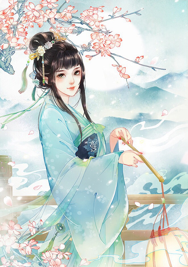 古风插画 饼子会飞.涂鸦王国