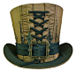 Steampunk madhatter Hand made copper colour Taffeta Top Hat with clock hand@北坤人素材