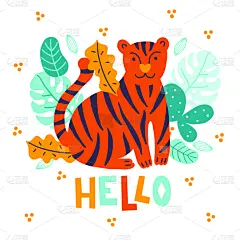 贺卡,干酪藤,虎,热带雨林,热带的花,可爱的,请柬,斯堪的纳维亚半岛,背景分离,热带气候