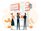 Building and organizing a contract - Illustrations team doc lawyer plant pattern agreement character illustration vector