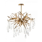 Brass and Glass Teardrop Seven-Light Chandelier