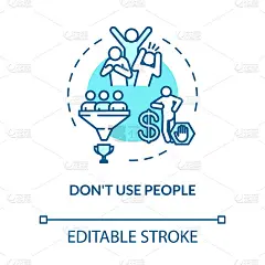 不要使用人们的概念图标。自私的人。以自我为中心,自恋。虐待关系概念的细线说明。矢量隔离轮廓RGB彩色
