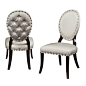 I.1060K Ellipse Tufted Side Chair : DIMENSIONSW.55 cm. (21 3/4") D.73 cm. (28 3/4") H.102 cm. (40 1/4") SH.49 cm. (19 1/4")COM/COL REQUIREMENTS2 m. (2.2 yds.) Plain 2.5 m. (2.8 yds.)  Stripe-No Re