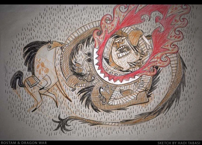 Battle of Rostam & Dragon, Ali Bitaraf : Battle of Rostam & Dragon by ...