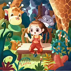 卡通可爱手绘板绘插画元素人物小女孩小男孩设计毕竟海报