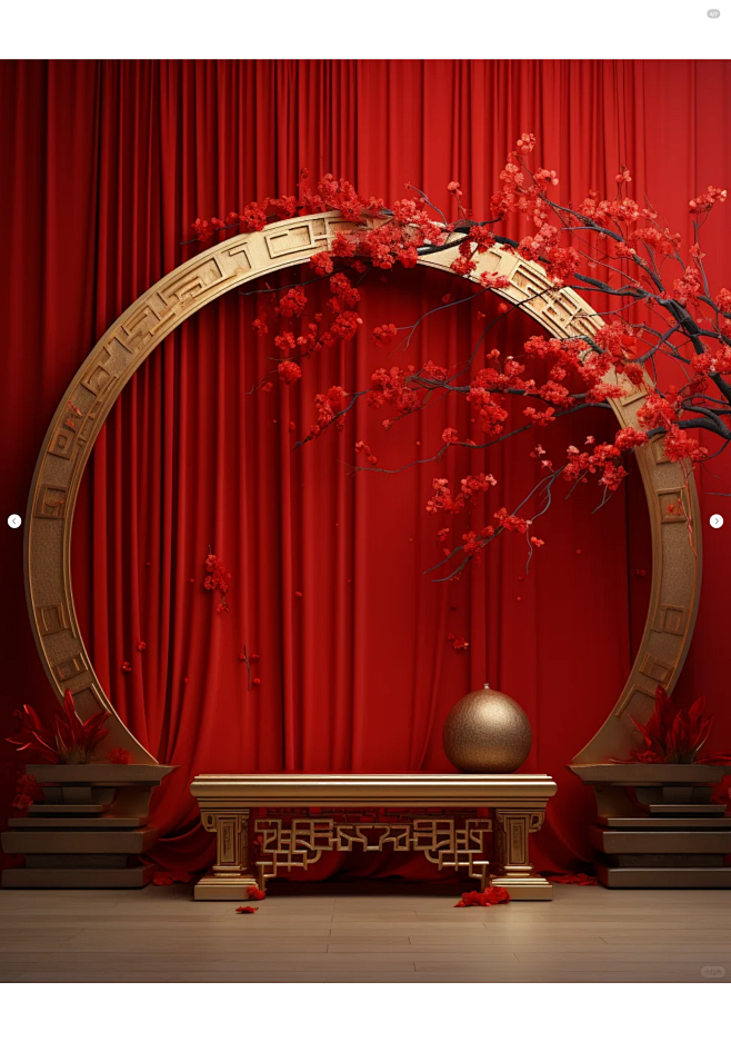 AI素材分享，中国风复古大红色调的场景背...