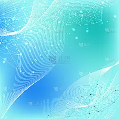 数字抽象的背景与连接的线和点，波流动。数字神经网络。网络和连接背景为您的演示。