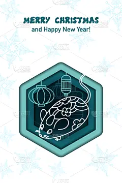 新年前夕,背景,圣诞节,矢量,鼠,中国灯笼,贺卡,手电筒,一月,中国