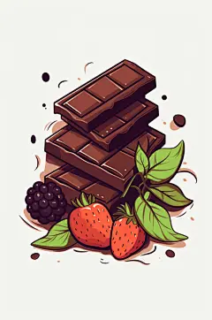 AI数字艺术巧克力水果插画