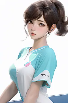AI数字艺术可爱女孩运动锻炼人物模型