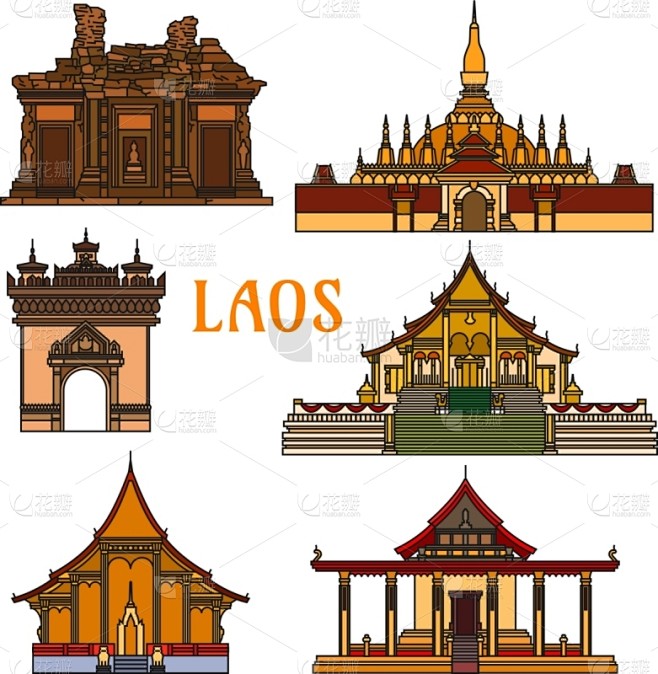 老挝,著名景点,亚洲,城镇,图像,矢量,塔銮,建筑