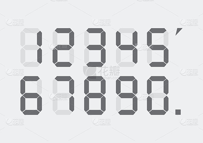 数字数据集。矢量插图。计算器的数字号码。