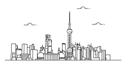 线性上海外滩建筑风景  - 源文件下载【酷图网】风景,建筑,卡通手绘,陆家嘴,旅游,上海,外滩,线稿,线条