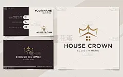 豪华屋皇冠标志和名片模板