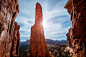 Lens Flare - Spire of Cathedral Rock Sedona Arizona : A trail from the back side of the popular view of Cathedral Rock leads to the saddle between two huge rock formations which contain this spire and beautiful views of the surrounding area of Red Rock co