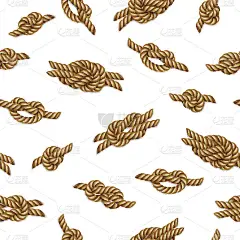 无缝图案与黄色绳索和海洋结
