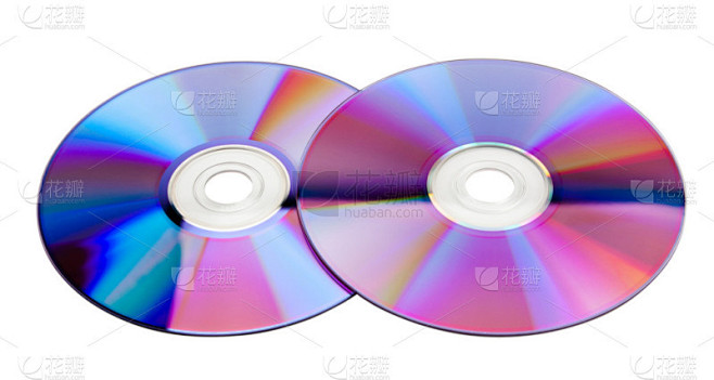 孤立在白色背景上的两个多彩 cd
