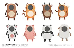 动物插画拍照框-源文件-志设网-zs9.com