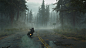 General 3840x2160 Days Gone digital art motorcycle forest highway mist fantasy art video games