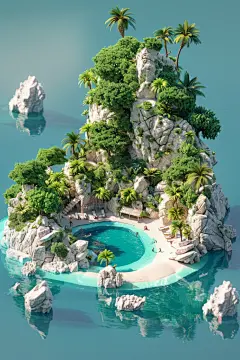 海边夏季泳池场景